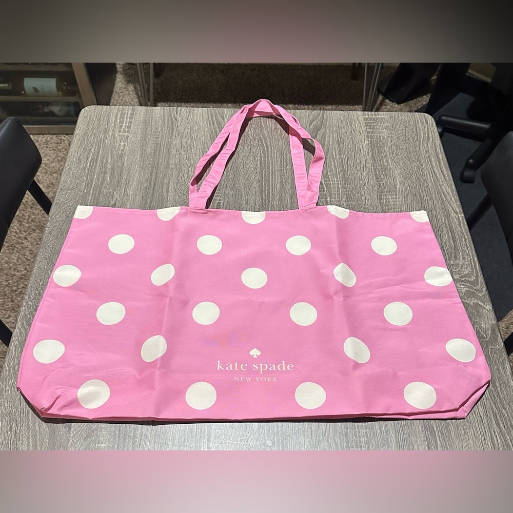 Kate Spade Pink and White reusable Polka Dot Tote